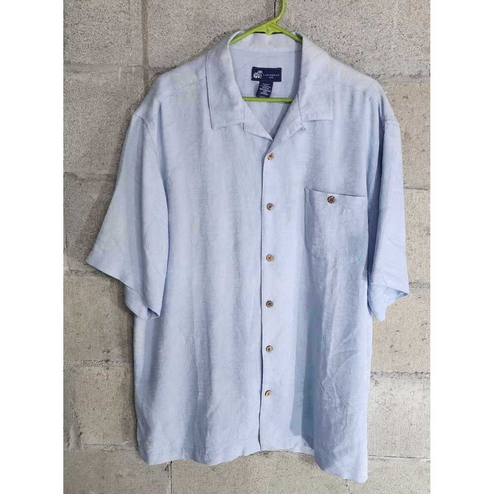 Caribbean Joe Short Sleeve Button-Up Men's Hawaiian Shirt Blue Size XXL